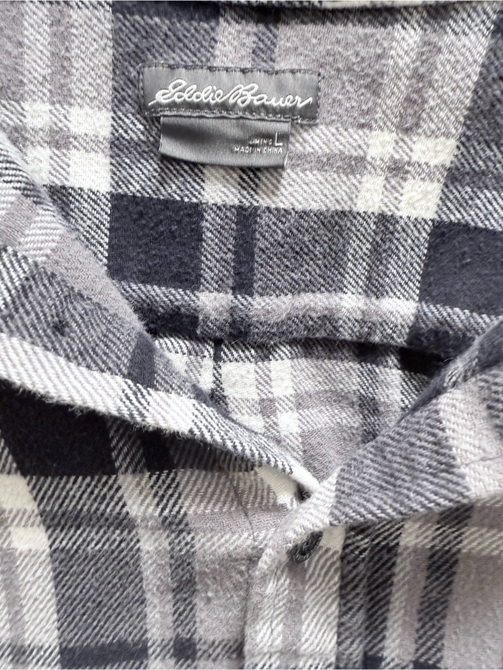 Eddie Bauer Black & Gray Plaid Button-Down Shirt - Picture 2 of 5